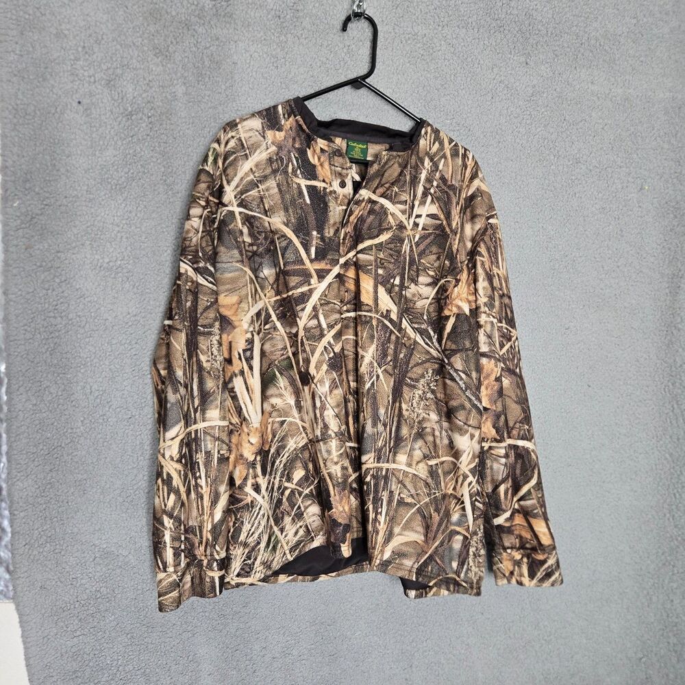 Cabela's Hunting / Outdoors Fleece Henley Pullover Shirt Mens XL Brown Shell
